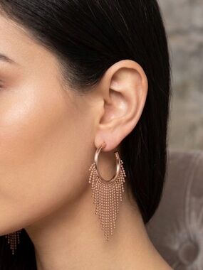 Fifth Avenue Rose Gold Fringe Hoop Earrings